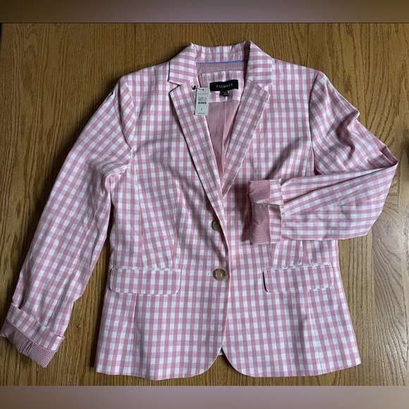 Talbots Pink Gingham Blazer Size 6 - Picture 1 of 7